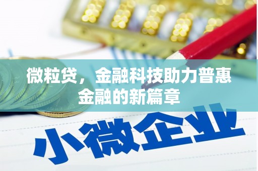 连江微粒贷，金融科技助力普惠金融的新篇章