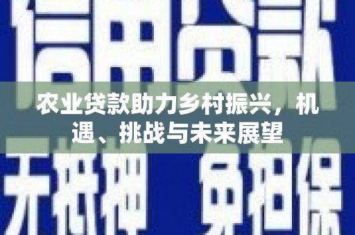 连江农业贷款助力乡村振兴，机遇、挑战与未来展望