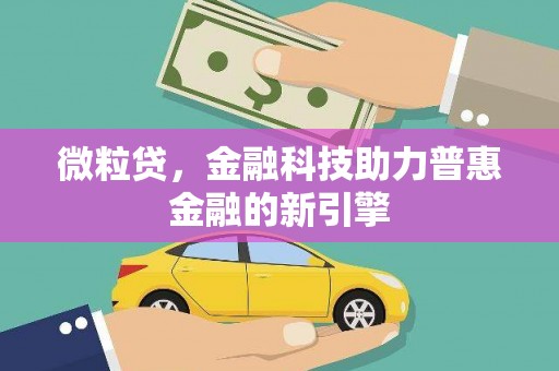 连江微粒贷，金融科技助力普惠金融的新引擎