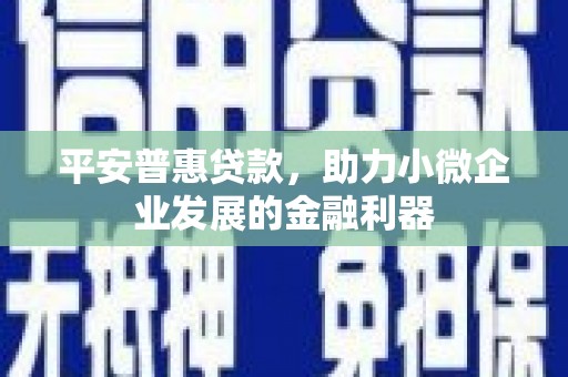 连江平安普惠贷款，助力小微企业发展的金融利器