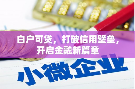 连江白户可贷，打破信用壁垒，开启金融新篇章