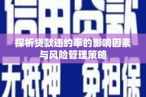 连江探析贷款违约率的影响因素与风险管理策略