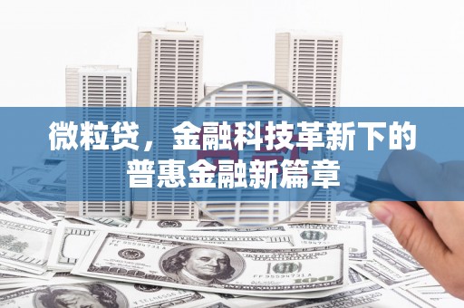 连江微粒贷，金融科技革新下的普惠金融新篇章