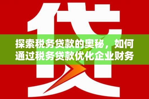 连江探索税务贷款的奥秘，如何通过税务贷款优化企业财务