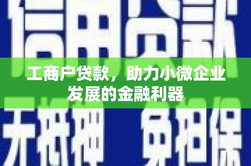 连江工商户贷款，助力小微企业发展的金融利器