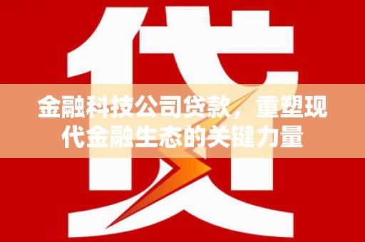 连江金融科技公司贷款，重塑现代金融生态的关键力量